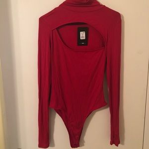Cutout red sexy bodysuit